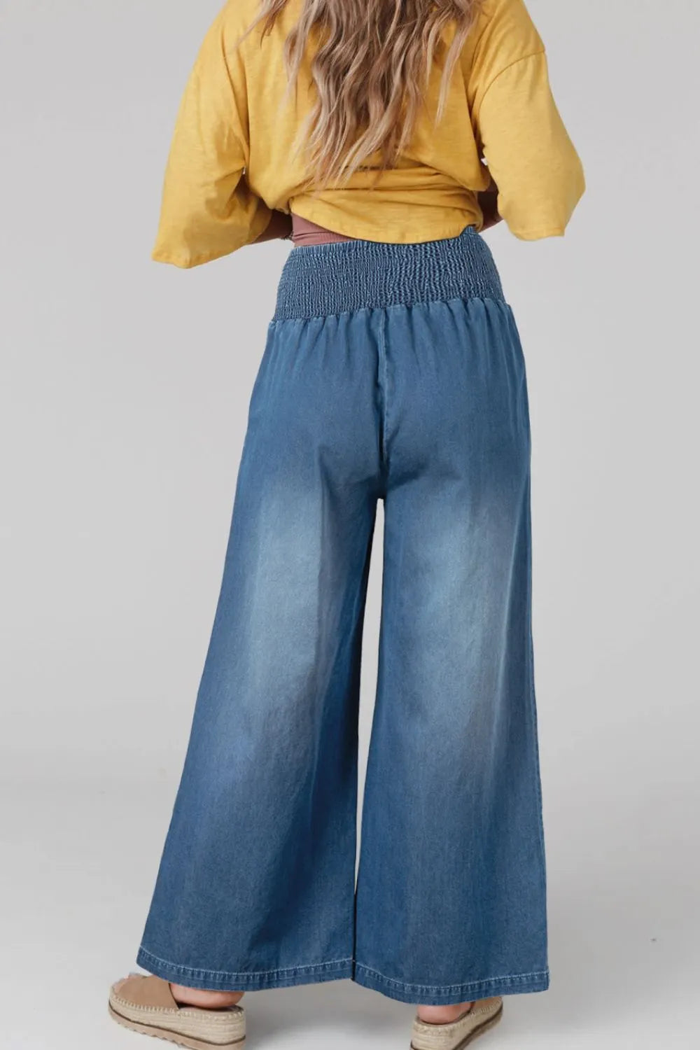 Smocked Wide Leg Jeans Carauana Store