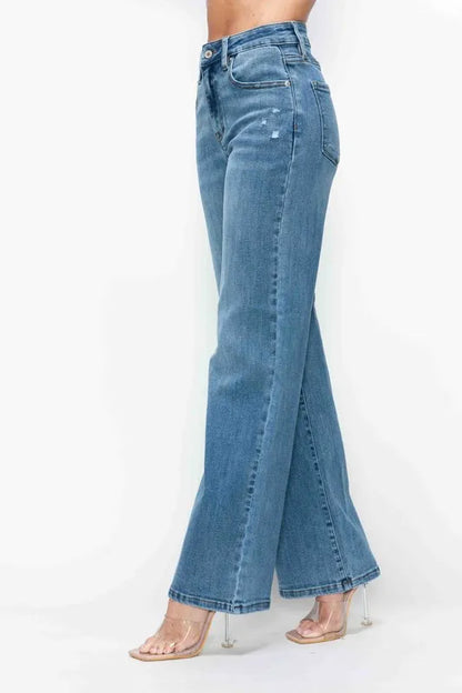 bytos Full Size High Rise Wide Leg Jeans with Pockets Carauana Store