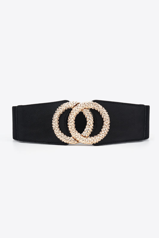 Circle Buckle Elastic Wide PU Belt Carauana Store