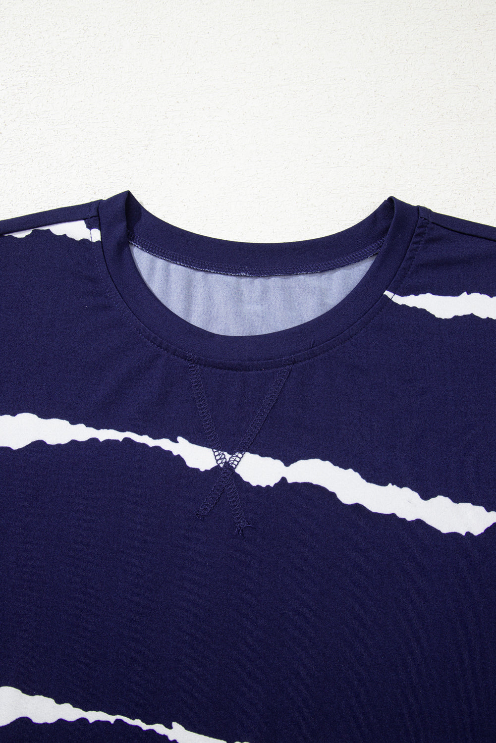 Blue Tie-dye Stripe Casual T-Shirt