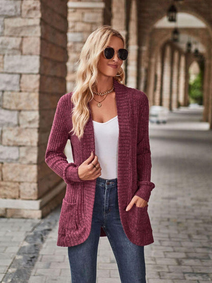 Open Front Cardigan with Pockets Carauana Store