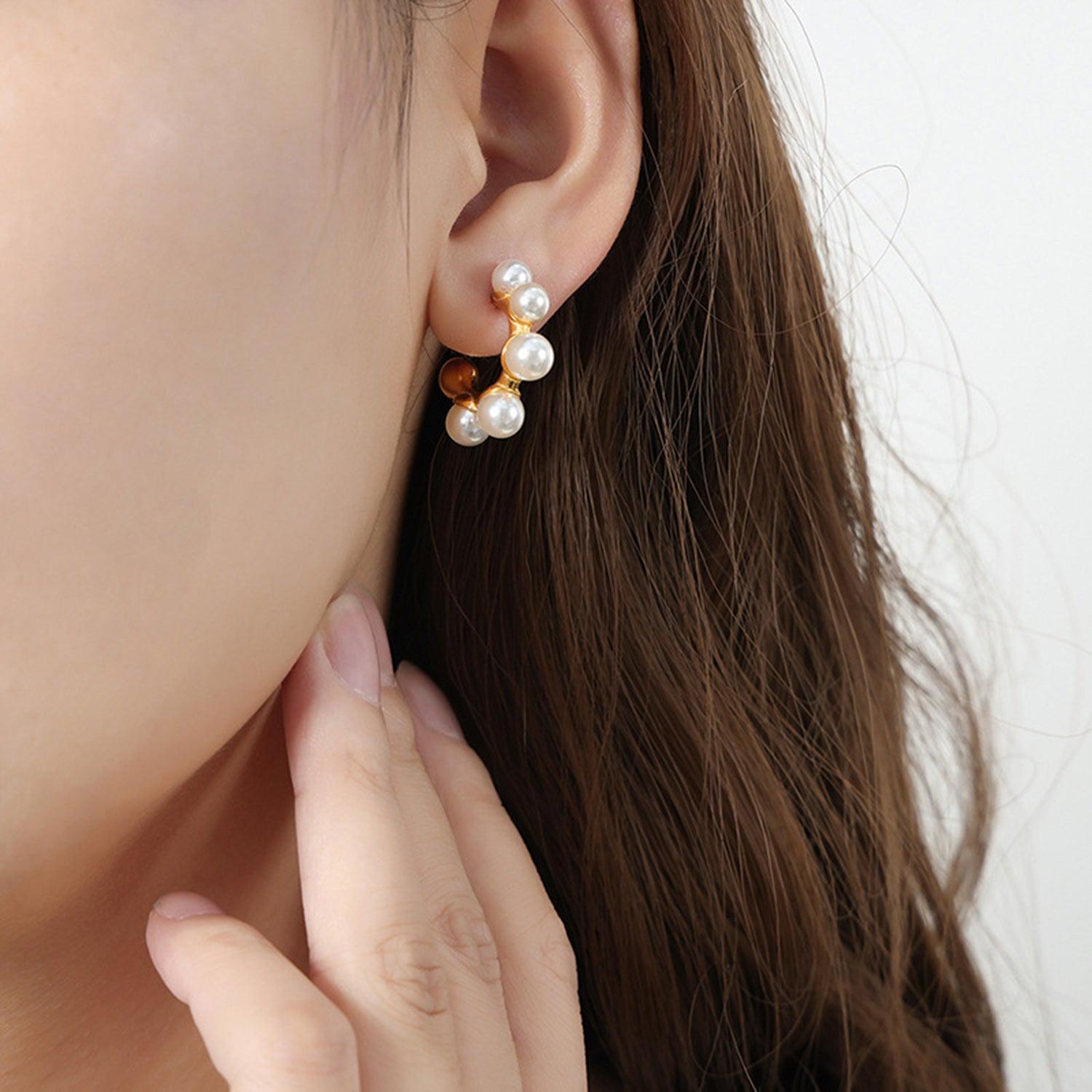 Synthetic Pearl 18K Gold-Plated Earrings Carauana Store