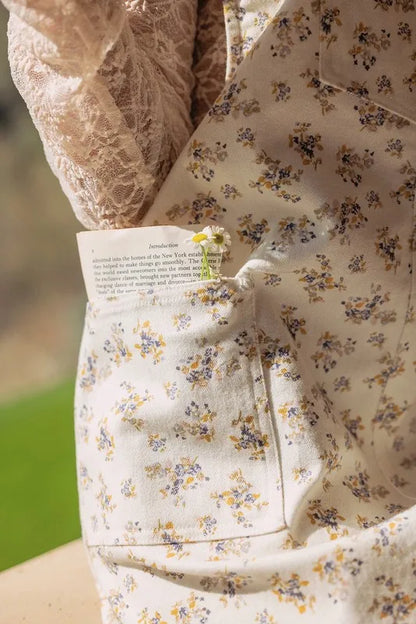 Annie Wear Stretch Ditsy Print Denim Overall Mini Dress Carauana Store