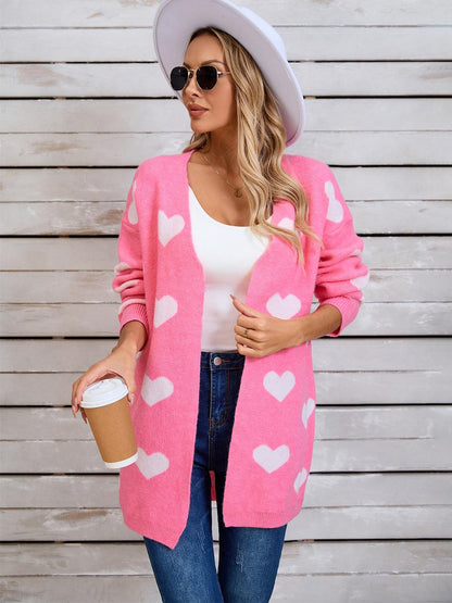 Angel Wings Heart Open Front Long Sleeve Cardigan Carauana Store