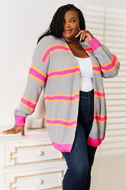 Woven Right Ribbed Long Sleeve Cardigan Carauana Store