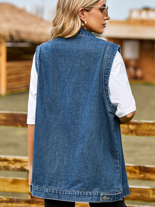 Button Down Denim Vest Carauana Store