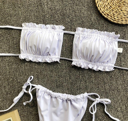 Frill Trim Ruched Bikini Set Carauana Store