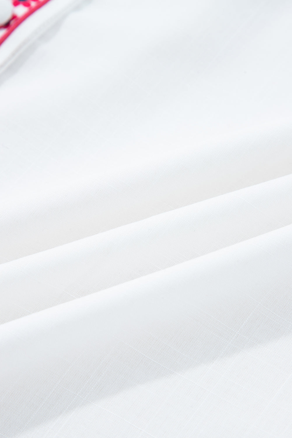 White Floral Embroidered Puff Long Sleeve Casual Shirt