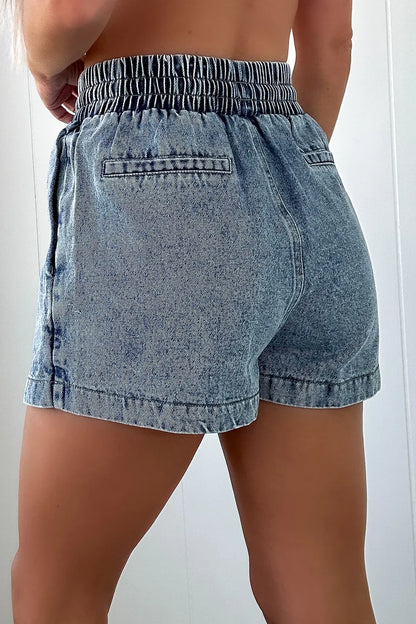 Drawstring High Waist Pocketed Denim Shorts Carauana Store