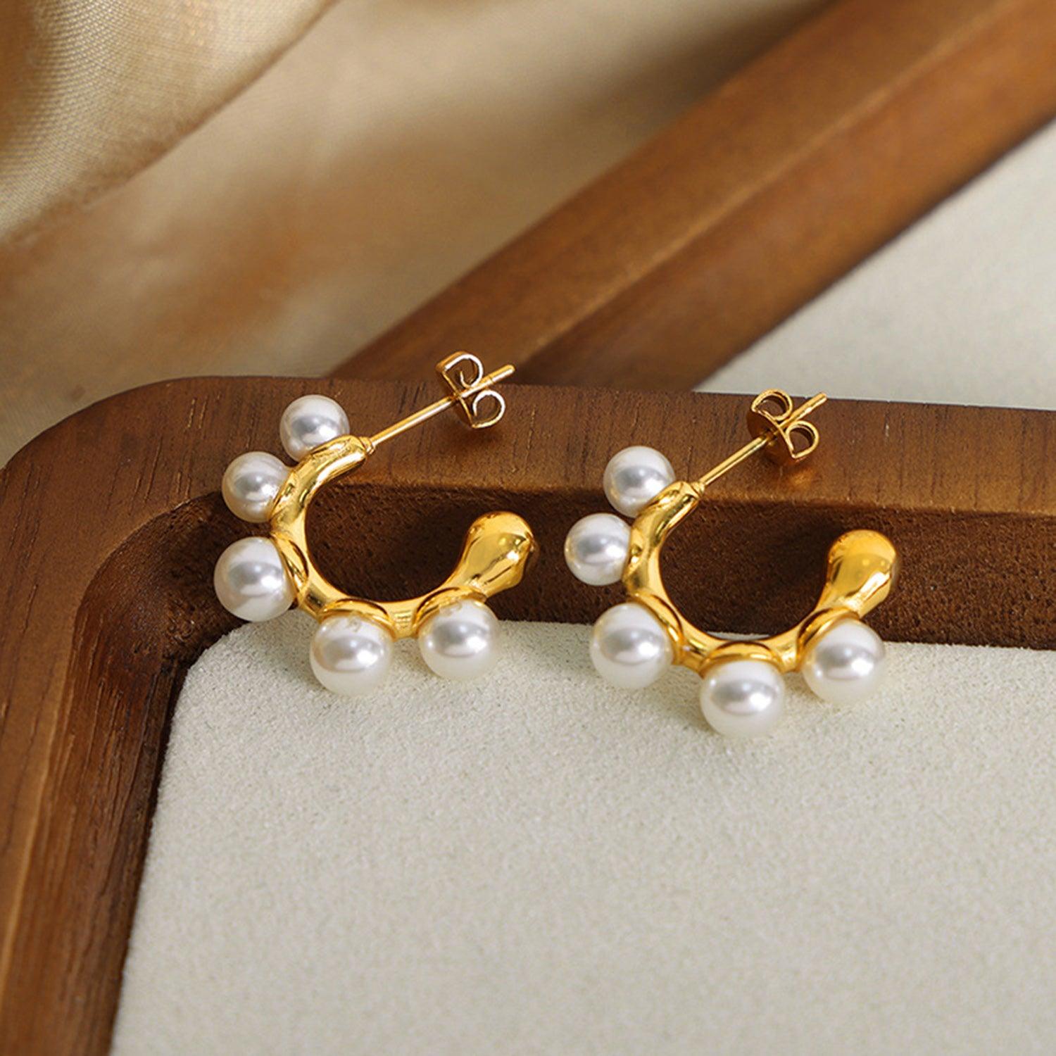 Synthetic Pearl 18K Gold-Plated Earrings Carauana Store