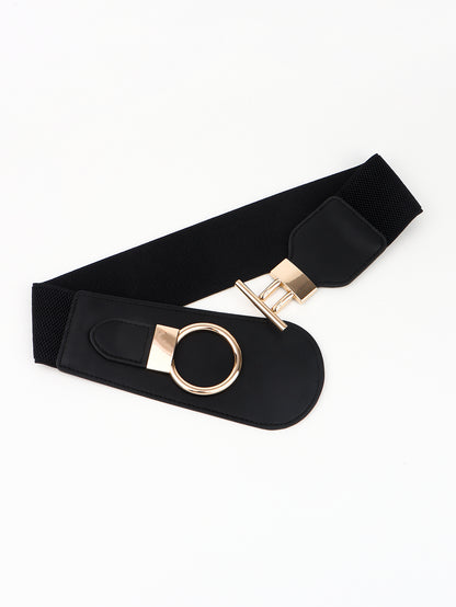 PU Elastic Wide Belt with Alloy Buckle Carauana Store