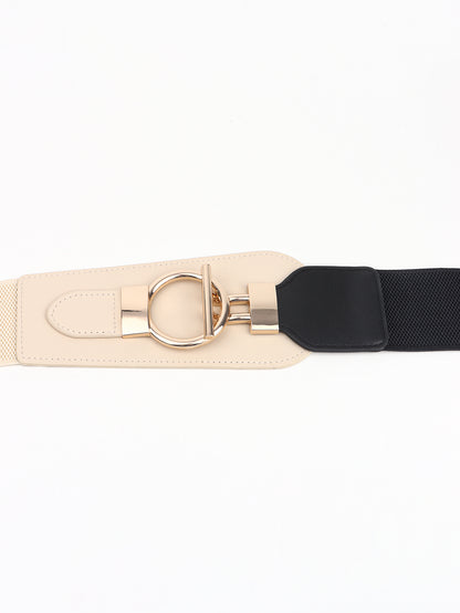 PU Elastic Wide Belt with Alloy Buckle Carauana Store