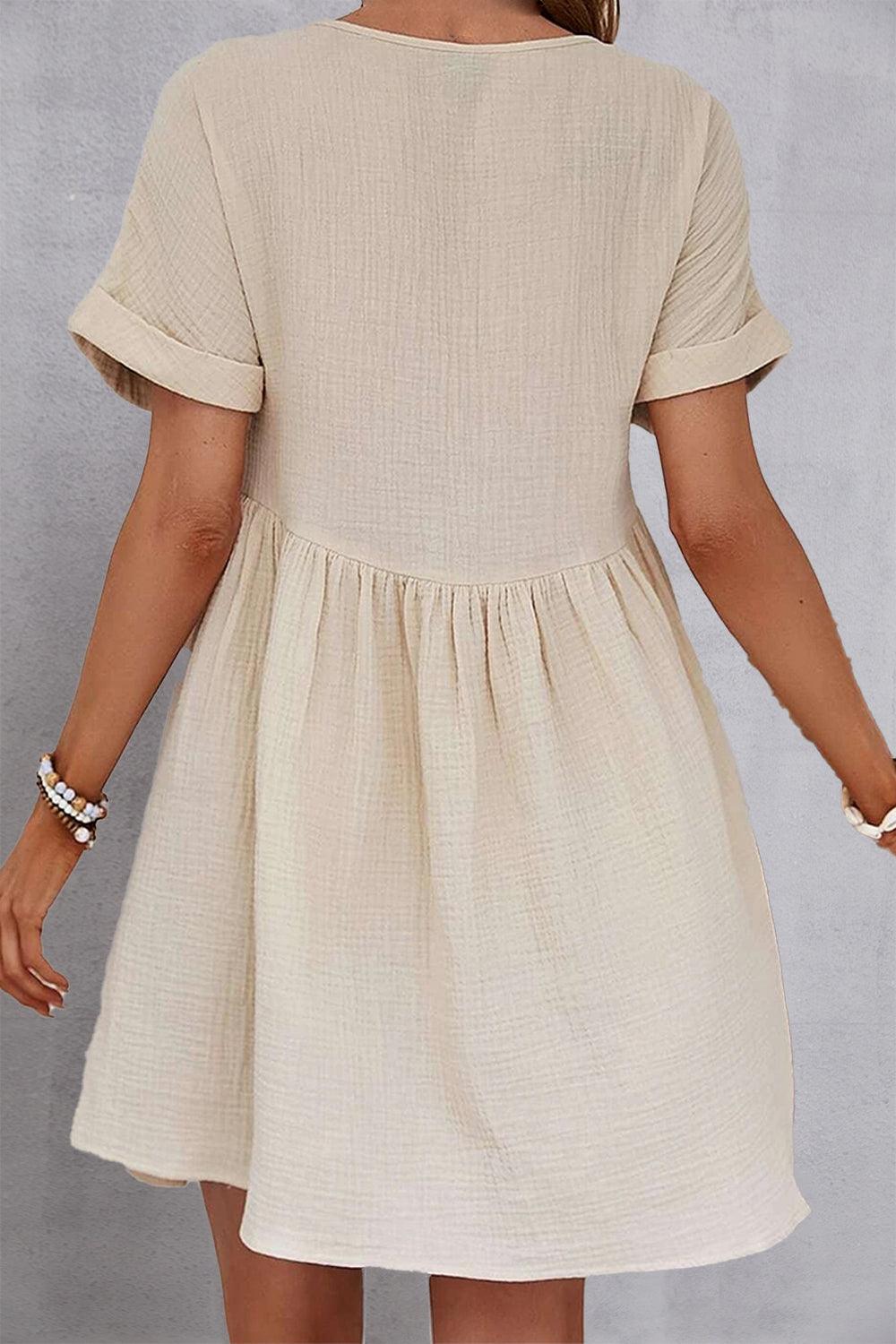 V-Neck Short Sleeve Dress Carauana Store