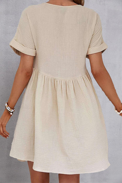 V-Neck Short Sleeve Dress Carauana Store