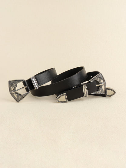 Double Buckle PU Leather Belt Carauana Store