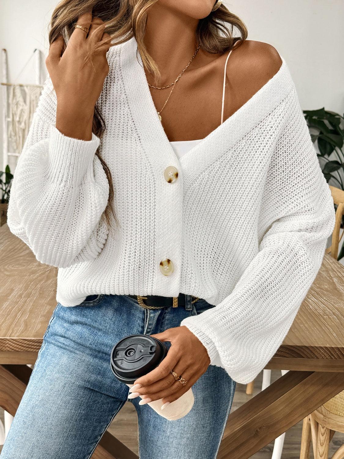 V-Neck Button Up Long Sleeve Cardigan Carauana Store