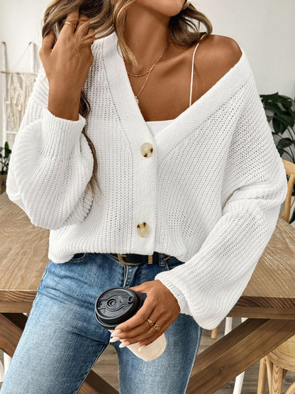 V-Neck Button Up Long Sleeve Cardigan Carauana Store