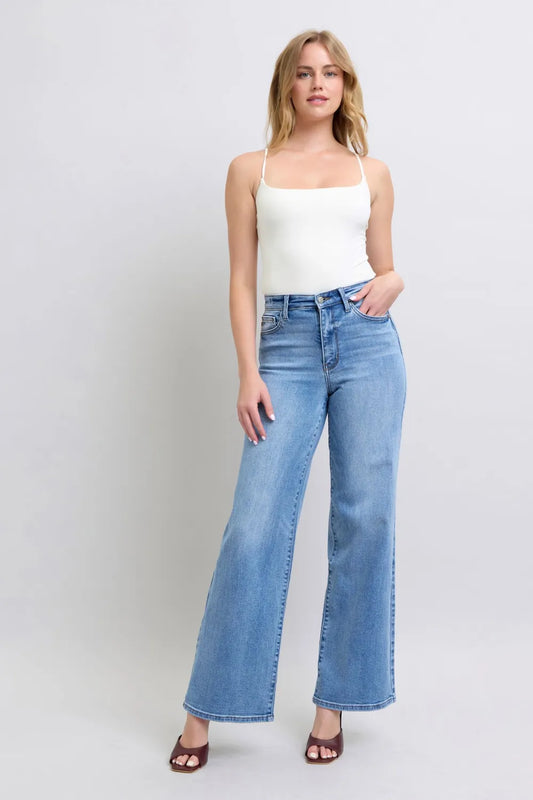 Judy Blue Full Size Wide Leg Jeans with Pockets Carauana Store