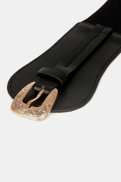 Wide Elastic Belt with Alloy Buckle Carauana Store