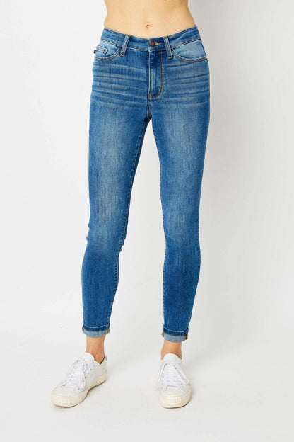 Judy Blue Full Size Cuffed Hem Skinny Jeans Carauana Store