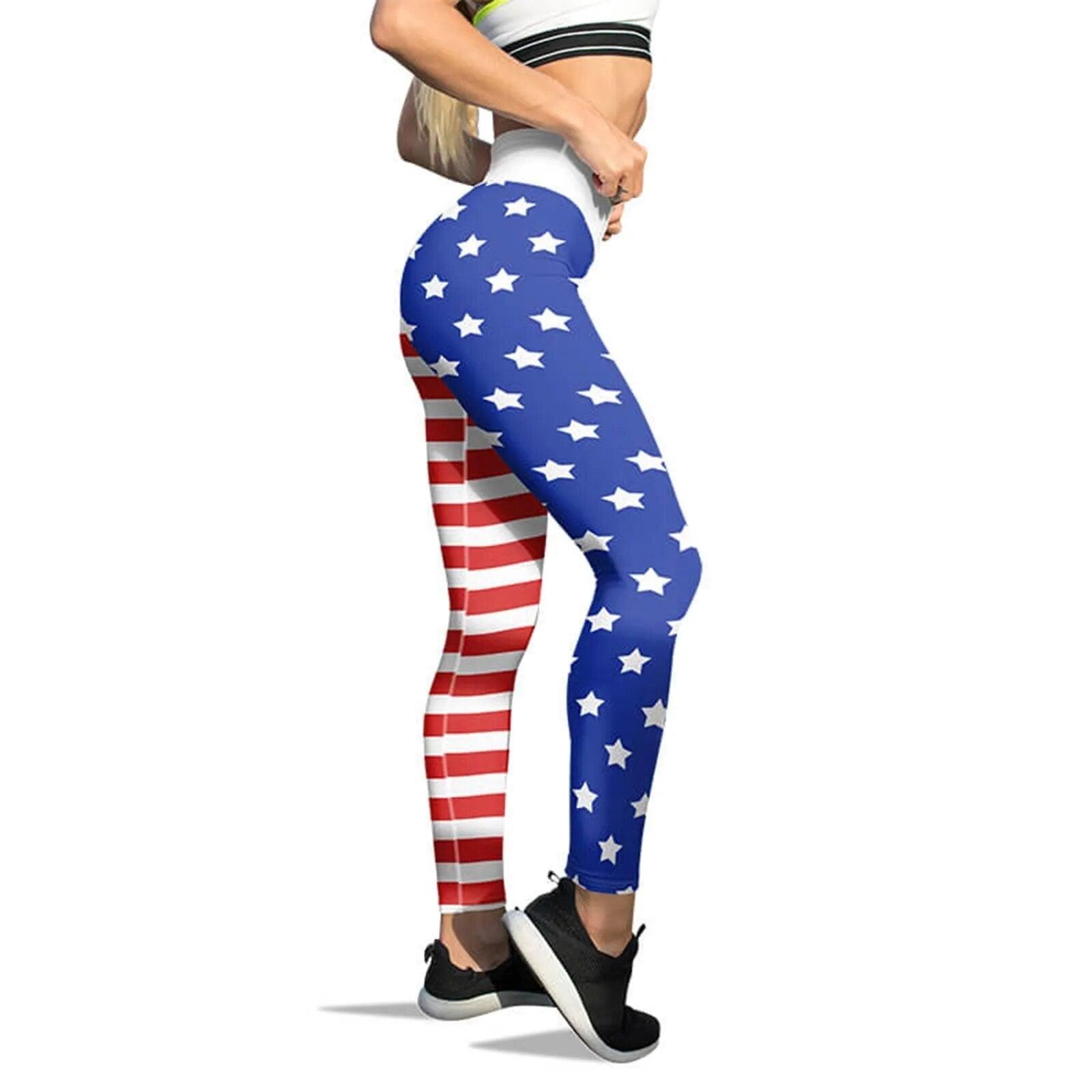 American Flag Printed Leggings For Women Tummy Control Skinny Pants For Yoga Running Pilates Free Shipping Carauana Store