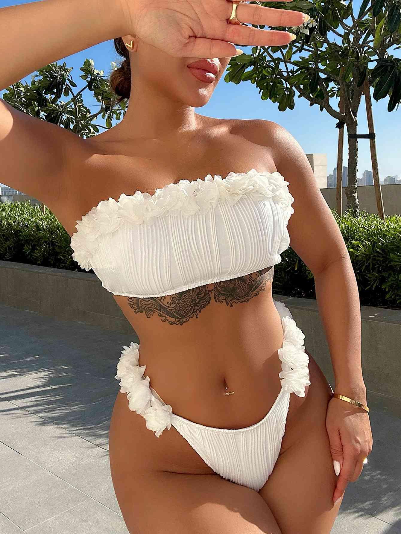 Applique Tie Back Two-Piece Bikini Set Carauana Store