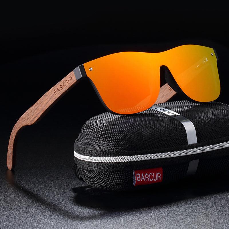 BARCUR Walnut Sunglasses Polarized Carauana Store