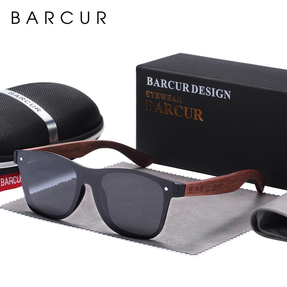 BARCUR Walnut Sunglasses Polarized Carauana Store