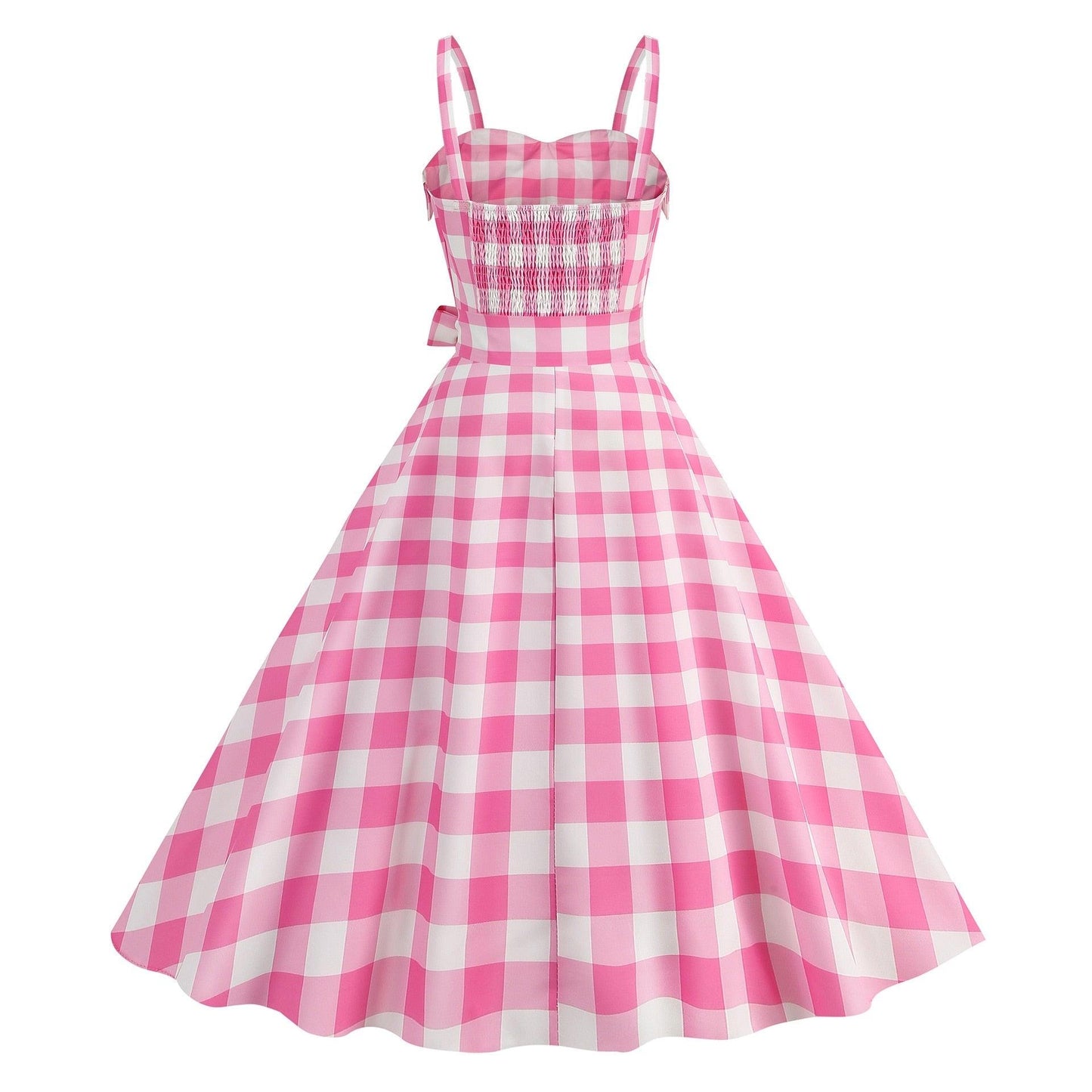 Barbie pink Dress - with a pink plaid pattern 2023 - trendy Strapless Cocktail Rockabilly Party Swing Sweet Girls for cocktail parties and rockabilly events Carauana Store