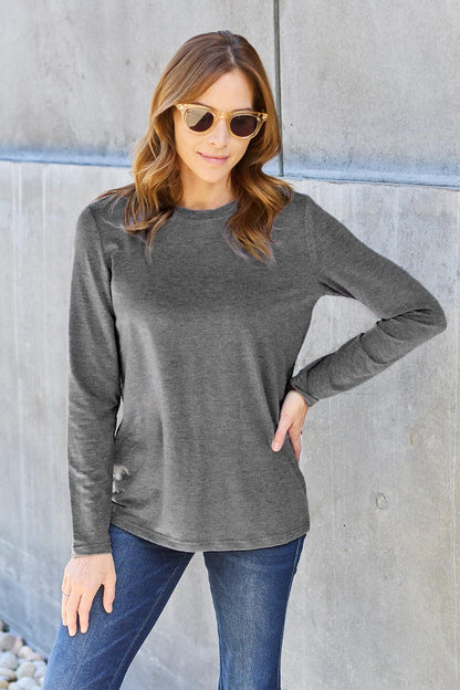 Basic Bae Full Size Round Neck Long Sleeve Top Carauana Store