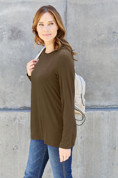 Basic Bae Full Size Round Neck Long Sleeve Top Carauana Store
