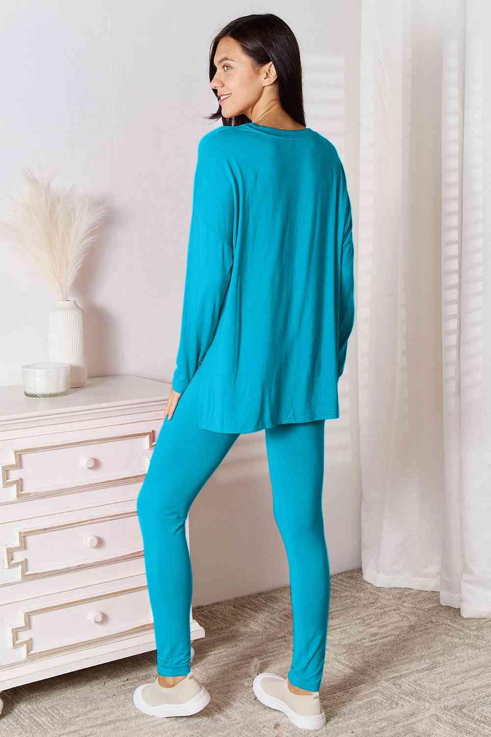 Basic Bae Full Size V-Neck Soft Rayon Long Sleeve Top and Pants Lounge Set Carauana Store