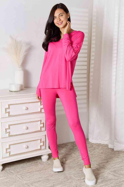 Basic Bae Full Size V-Neck Soft Rayon Long Sleeve Top and Pants Lounge Set Carauana Store