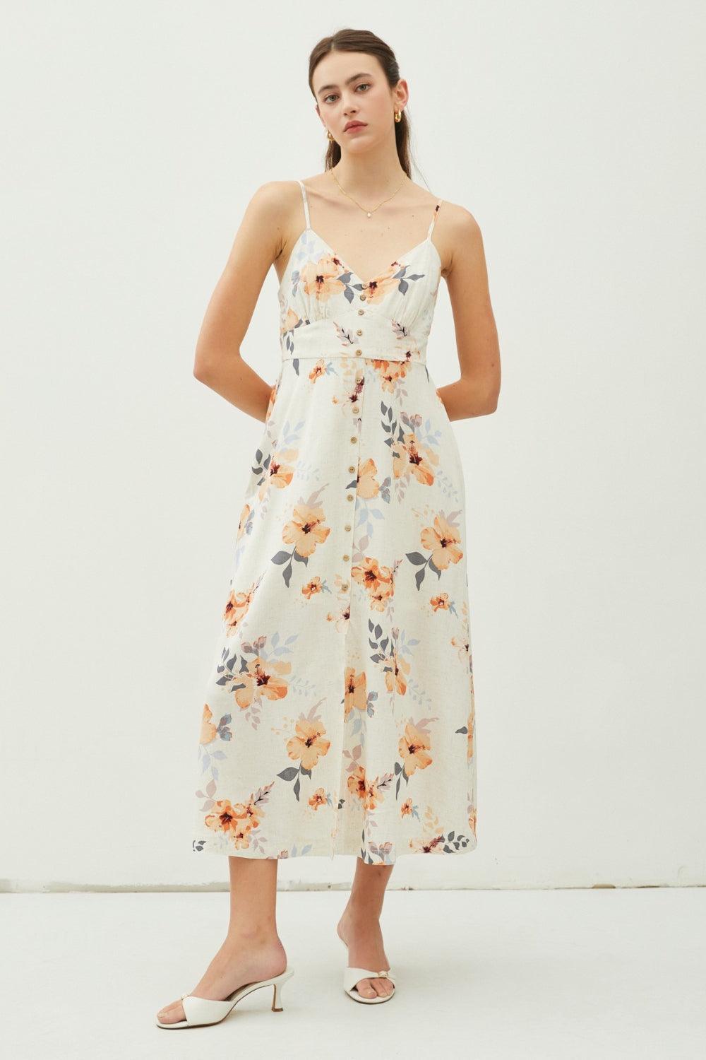 Be Cool Floral Button Down Cami Midi Dress Carauana Store