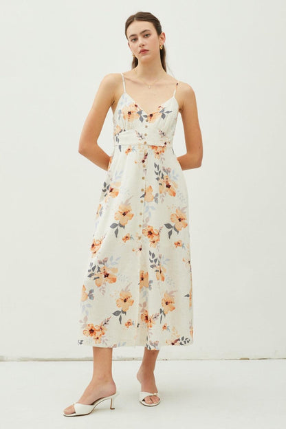 Be Cool Floral Button Down Cami Midi Dress Carauana Store