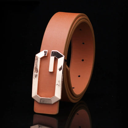 Brown leather belt with a silver buckle on a black background