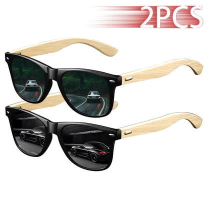 CaRaUaNa Fashion 2-piece sunglasses set with UV400 lenses in DarkGreenG15 and Black