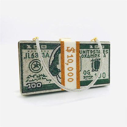 Carauana Dollar Diamond Crystal Wedding Clutch Bag | Designer Evening Purse | Luxury Chain Shoulder Bag Carauana Store