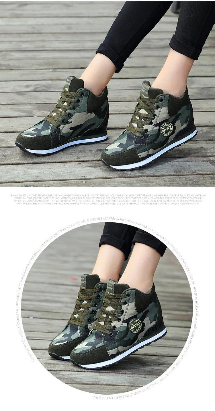 Carauana Women Camouflage 6.5cm Heel Height Increase Casual Shoes Carauana Store