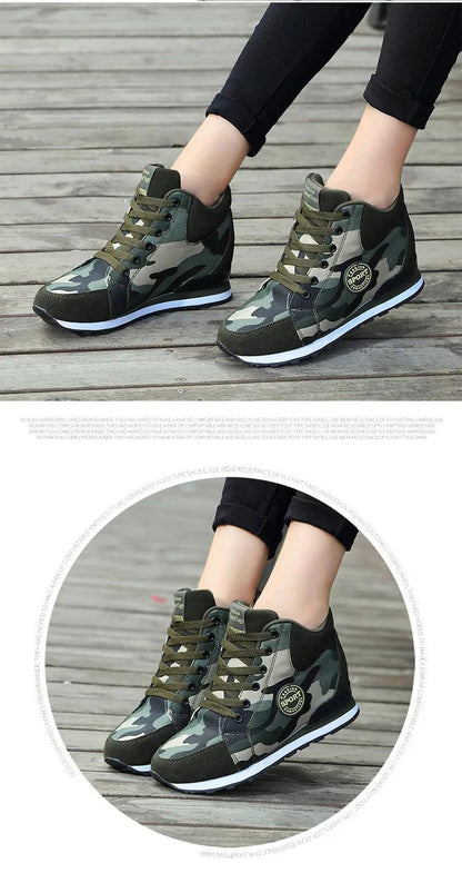 Carauana Women Camouflage 6.5cm Heel Height Increase Casual Shoes Carauana Store