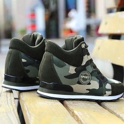 Carauana Women Camouflage 6.5cm Heel Height Increase Casual Shoes Carauana Store