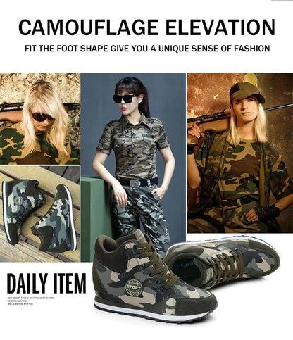 Carauana Women Camouflage 6.5cm Heel Height Increase Casual Shoes Carauana Store