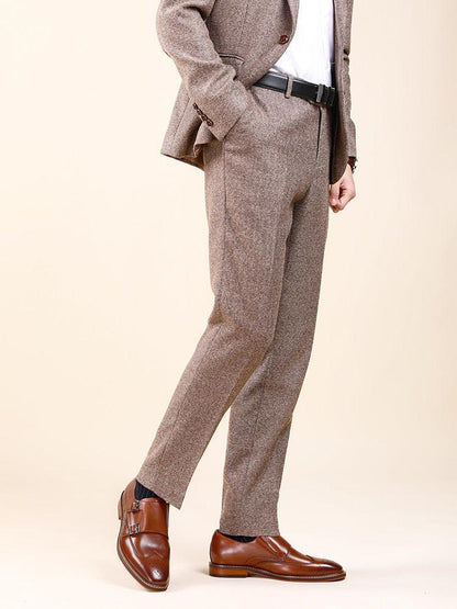 DESAI Monk Strap Slip on Genuine Leather Business Handmade Dress Brogue with Buckle Carauana Store