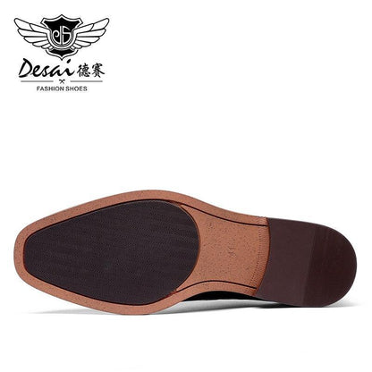 DESAI Monk Strap Slip on Genuine Leather Business Handmade Dress Brogue with Buckle Carauana Store