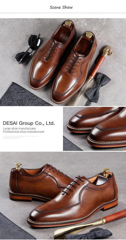 Desai Men Dress Shoes Oxfords Genuine Leather Italian Formal Shoes Carauana Store