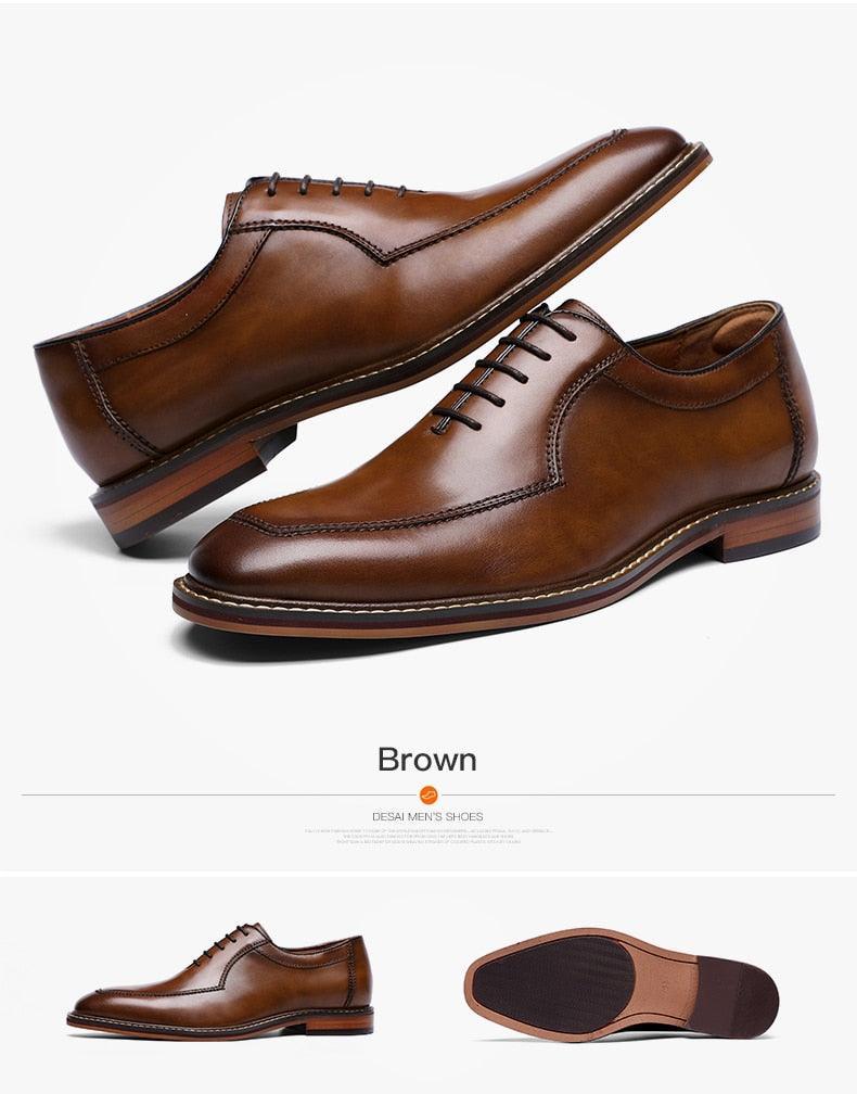 Desai Men Dress Shoes Oxfords Genuine Leather Italian Formal Shoes Carauana Store