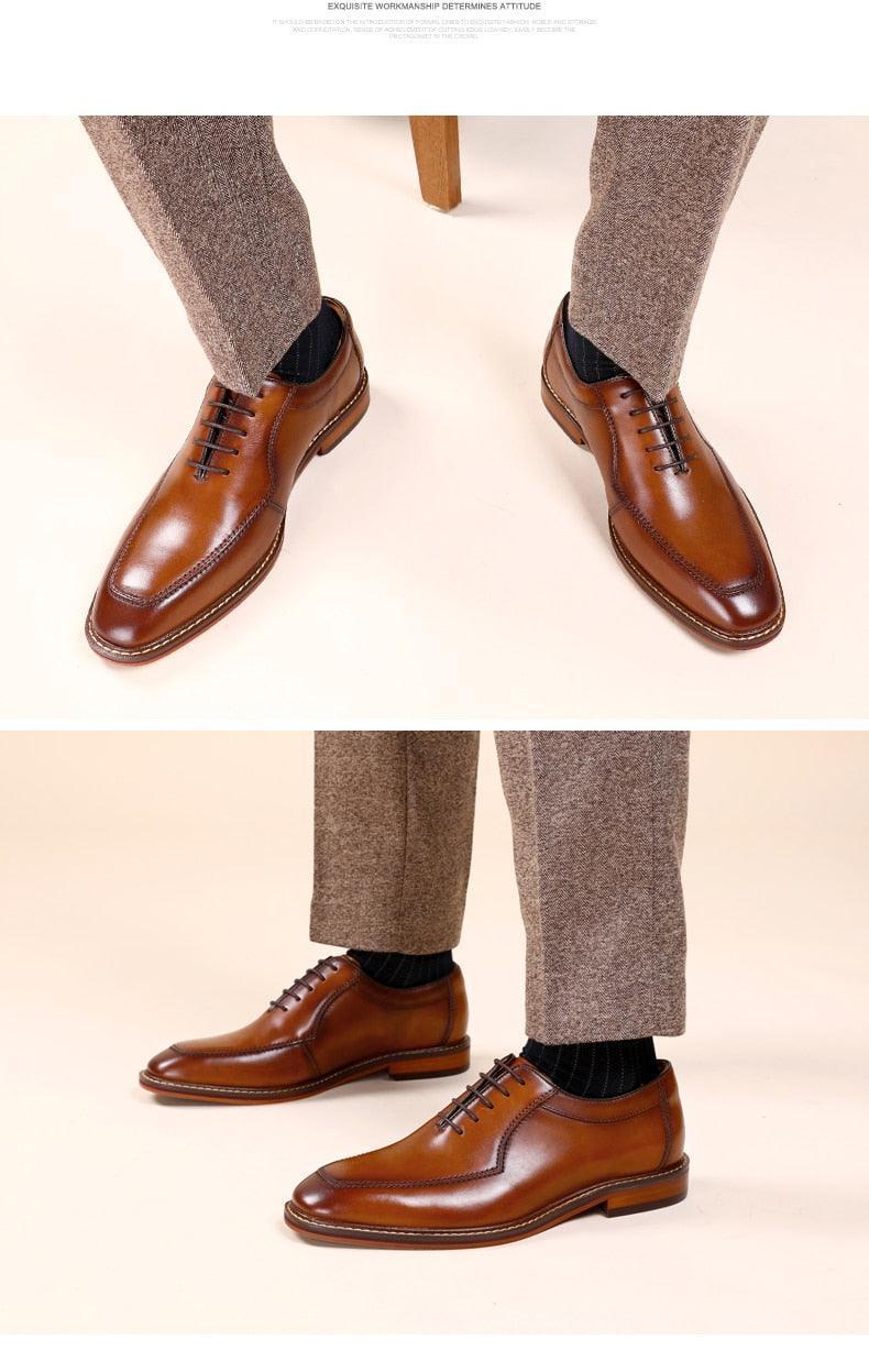 Desai Men Dress Shoes Oxfords Genuine Leather Italian Formal Shoes Carauana Store