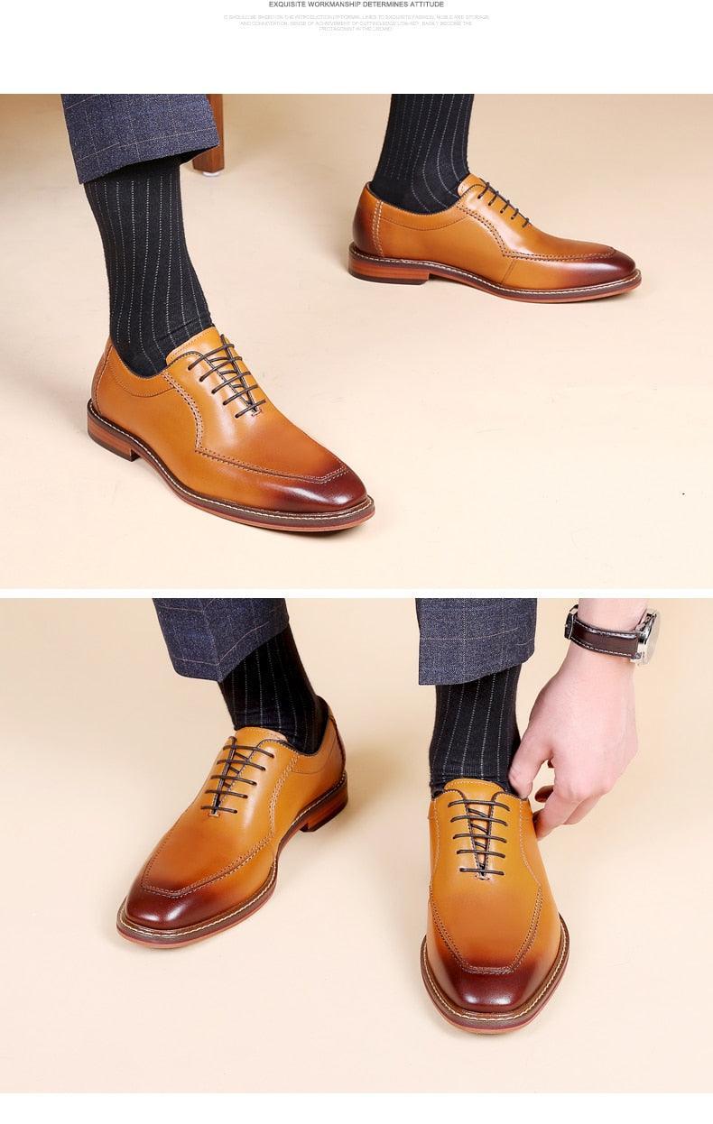 Desai Men Dress Shoes Oxfords Genuine Leather Italian Formal Shoes Carauana Store