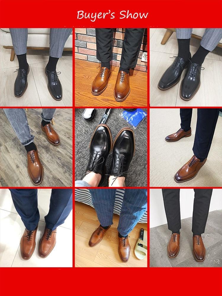 Desai Men Dress Shoes Oxfords Genuine Leather Italian Formal Shoes Carauana Store