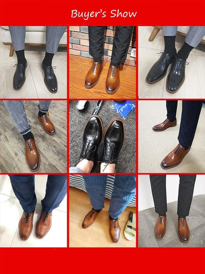 Desai Men Dress Shoes Oxfords Genuine Leather Italian Formal Shoes Carauana Store